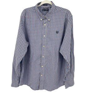 CHAPS Button Down XL Blue Purple Check Long Sleeve Custom Fit Size Extra Large